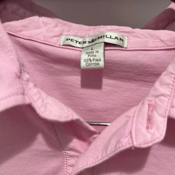 Light Pink Polo Shirt with Textured Fabric and Short Sleeves - Picture 6 of 6